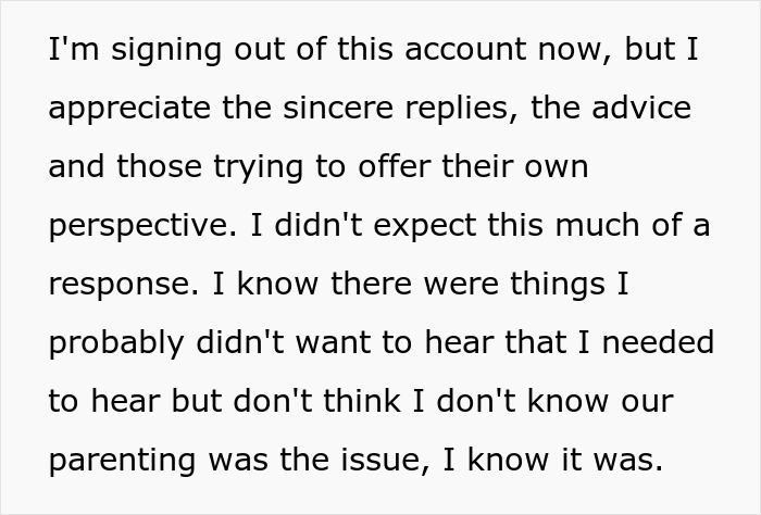 Text excerpt from dad claiming he did everything he could for his children, reflecting on parenting and failure. Text excerpt from dad claiming he did everything he could for his children, reflecting on parenting and failure.