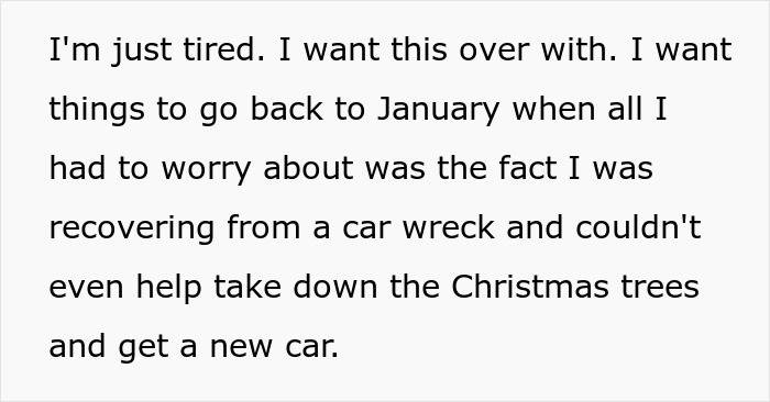 Text excerpt showing a dad expressing exhaustion after being accused by his own kids and how his life fell apart.