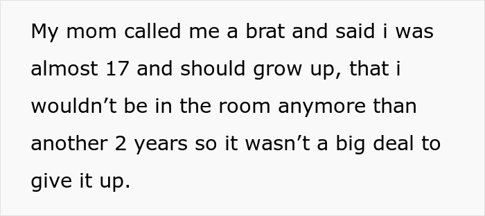Text message about mom calling teen a brat and mentioning growing up, related to teen accused of crushing half-sister&rsquo;s Christmas dreams.