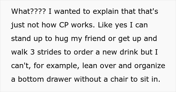 Text excerpt discussing misconceptions about Cerebral Palsy, explaining abilities and limitations of a disabled person.