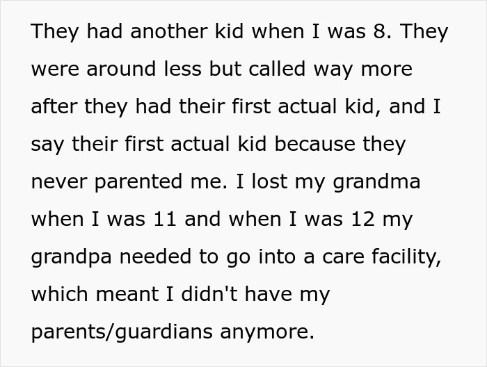 Text describing a teen refusing to live with bio parents who abandoned him, leading to a court dispute. Text describing a teen refusing to live with bio parents who abandoned him, leading to a court dispute.