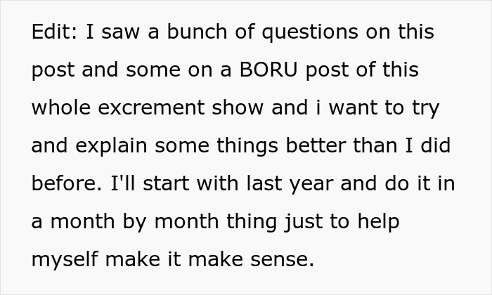 Text excerpt discussing a dad accused of horrific things by his kids, explaining his life falling apart month by month.