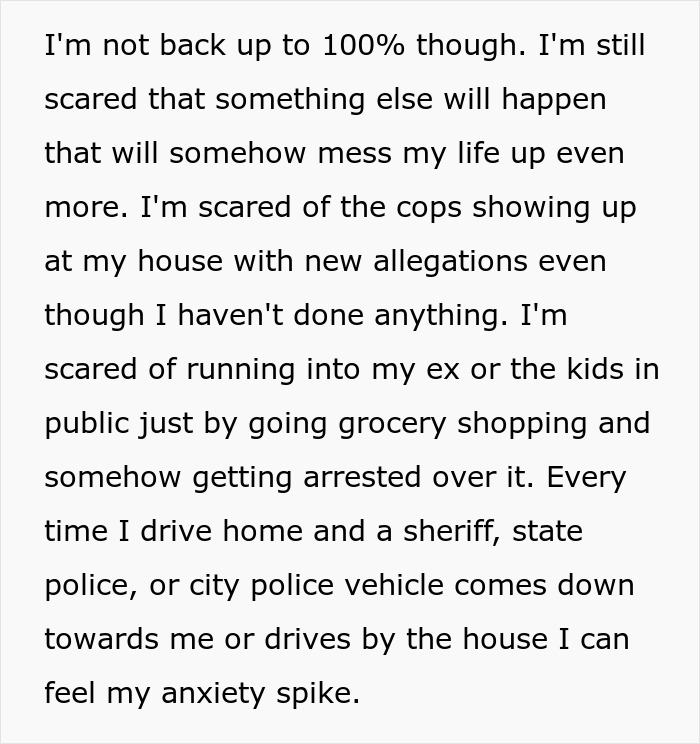 Text describing a dad&rsquo;s anxiety and fear after being accused by his own kids, showing how his life fell apart.