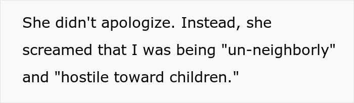 Text excerpt discussing a neighbor labeled a child-hating hermit over not allowing kids to pass through yard.
