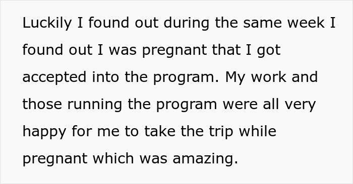 Text about a pregnant woman accepted into a program, balancing work and personal challenges including co-parenting concerns. Text about a pregnant woman accepted into a program, balancing work and personal challenges including co-parenting concerns.