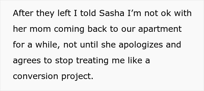 Alt text: Text about an extremely religious lady treating her daughter's boyfriend like a conversion project, causing conflict.