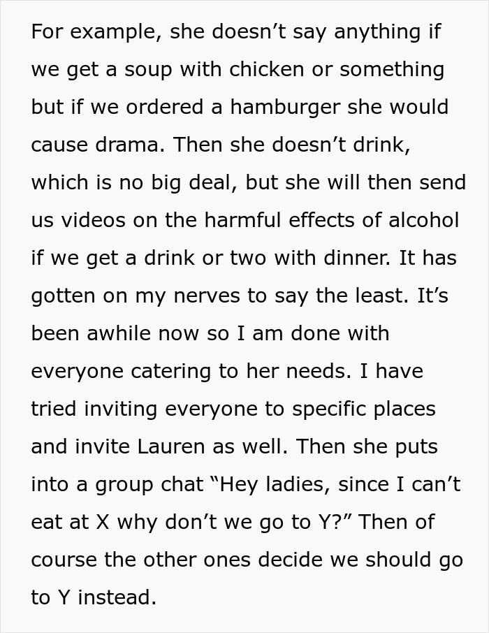 Text passage discussing family tension and social dynamics during meals, highlighting MIL's behavior around pregnancy and alcohol concerns.