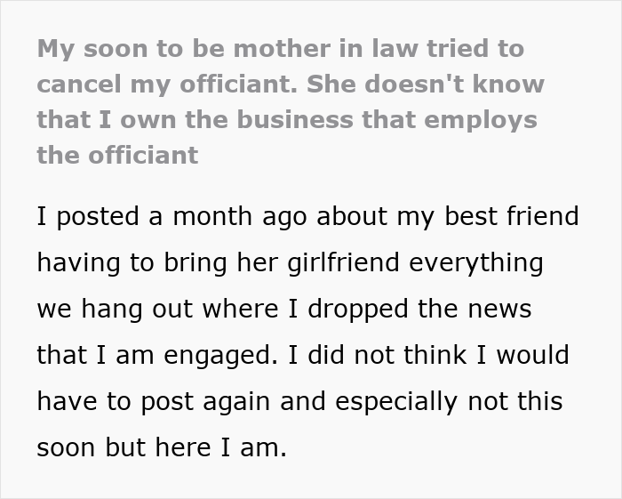 MIL Tries To Ruin Wedding By Trashing Bride To Officiant, Freezes As She Learns Bride Is Her Boss 