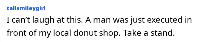 Text post from user tallsmileygirl expressing outrage over a public e*******n near a donut shop sparking community debate. Text post from user tallsmileygirl expressing outrage over a public e*******n near a donut shop sparking community debate.