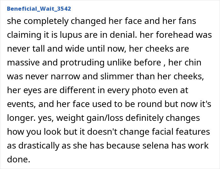 Selena Gomez with altered facial features sparking fans to blame plastic surgery for her dramatic transformation in recent snaps.