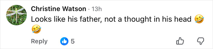 Comment by Christine Watson reacting with laughter emojis about Barron Trump’s awkward moment fueling paternity conspiracy theories. Comment by Christine Watson reacting with laughter emojis about Barron Trump’s awkward moment fueling paternity conspiracy theories.
