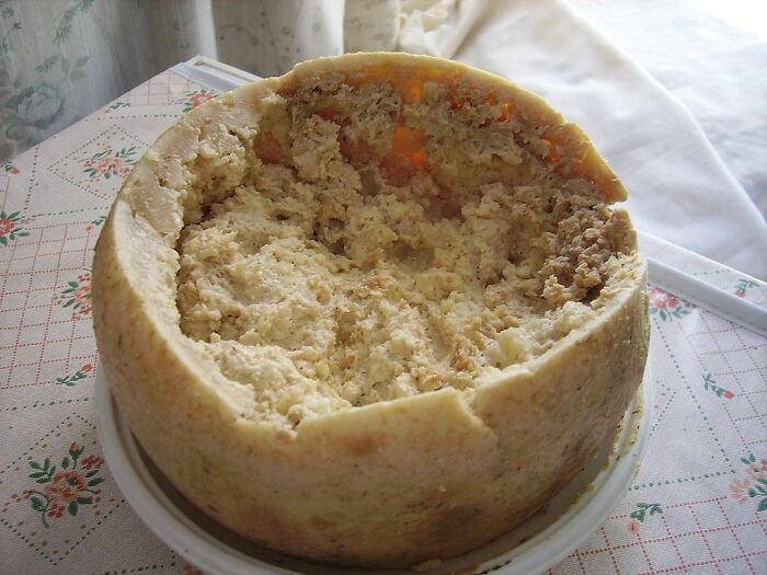 Fermented local delicacy with crumbly texture, showcasing one of the most disgusting foods from various countries.