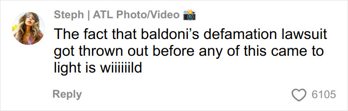 Comment about Baldoni’s defamation lawsuit dismissal before disturbing comments exposed by Blake Lively’s driver testimony.