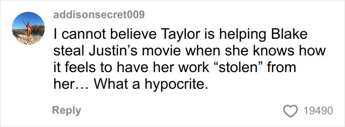 Alt text: Social media comment exposing disturbing comments by Justin Baldoni revealed by Blake Lively's driver during testimony.