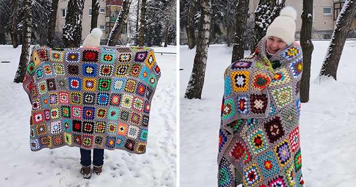 I Turned 96 Book Covers Into A Cozy Granny Square Blanket - 22