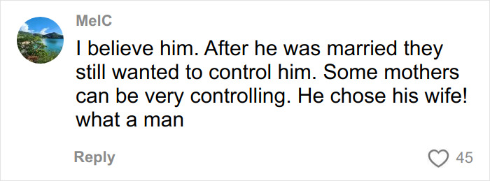 Comment from MelC expressing support for Brooklyn Beckham amid family feud online controversy.