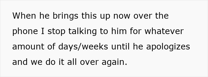 Text excerpt about strained communication with brother, highlighting impact of brother's stalker tendencies on woman's life and sanity.