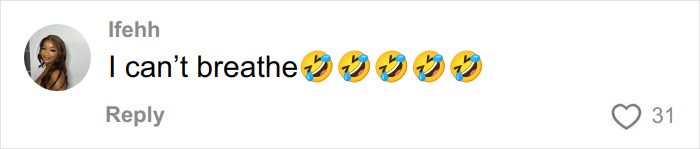 Screenshot of a social media comment saying "I can&rsquo;t breathe" with multiple laughing emojis reacting to a viral Dior handbag listing.