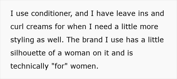 Text excerpt discussing use of conditioner, leave-in products, and curl creams for styling hair, mentioning brand silhouette for women.