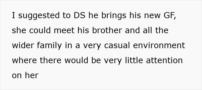 Text message suggesting son bring new girlfriend to meet family casually, avoiding attention on her at dad&rsquo;s party.