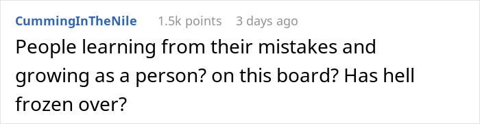 Comment on online forum discussing a sister refusing to drive ungrateful brother who trashed her girly car.