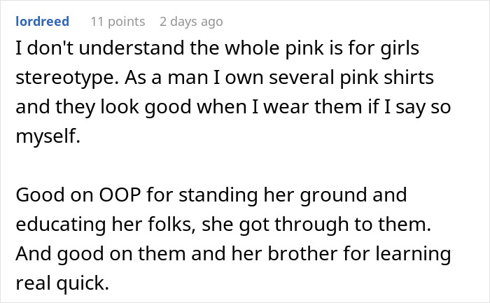 Comment discussing a sister refusing to drive ungrateful brother who trashed her girly car and won&rsquo;t get his own license.