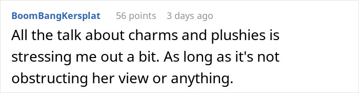 Red and pink girly car interior with a frustrated sister refusing to drive ungrateful brother for lack of his own license.