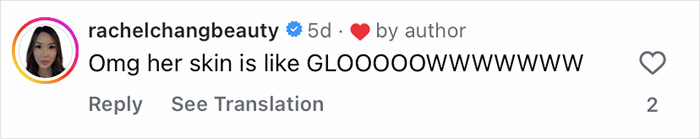 Social media comment praising glowing skin, highlighting celeb facialist secrets behind Golden Globes glow and radiant beauty.