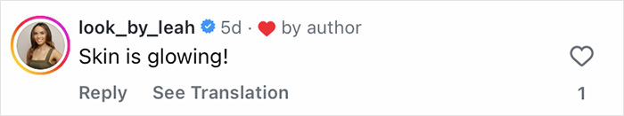 Screenshot of a social media comment praising skin glow related to celeb facialist secrets behind Golden Globes glow.