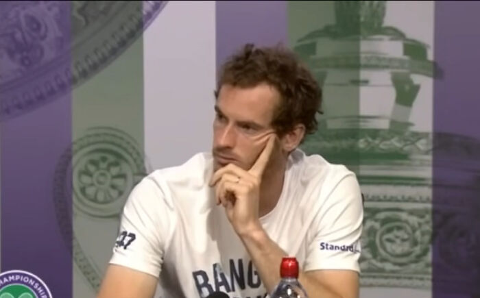 Tennis player at press conference showing a savage response to an annoying or invasive question from an interviewer.