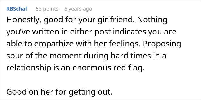Comment on a forum discussing a chef girlfriend and boyfriend not going to restaurants, highlighting relationship concerns.