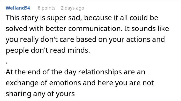 Comment about woman venting on husband leaving her due to trust and lack of jealousy affecting their relationship.