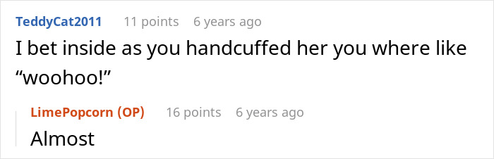 Online conversation showing a police officer handcuffing his own mother-in-law for violent behavior in a family drama. Online conversation showing a police officer handcuffing his own mother-in-law for violent behavior in a family drama.