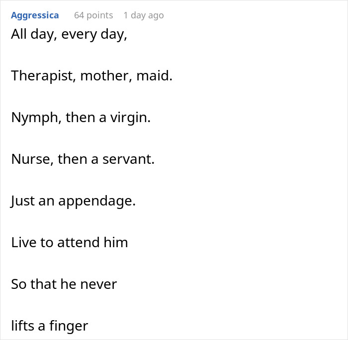 Comment expressing concerns about boyfriend fears golddiggers and expectations around cooking and roles in relationships.