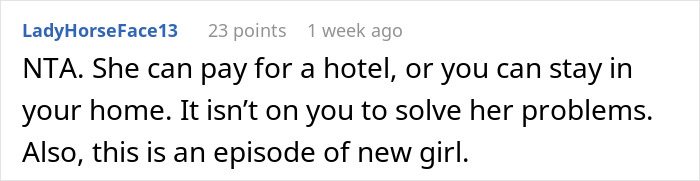 Comment discussing a guy refusing to pay for a hotel to help his roommate lie to her conservative family.