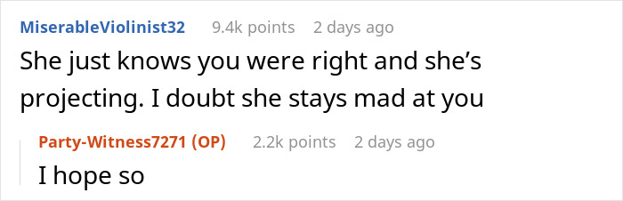 Screenshot of a Reddit conversation about a husband telling his wife not to use a dangerous gift from her mom.