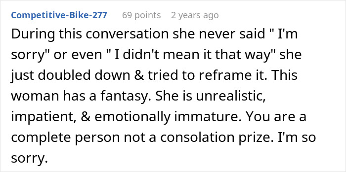 Comment highlighting emotional immaturity of bio mom appearing after 16 years, expecting a relationship with teen.