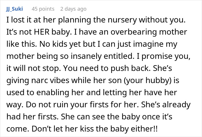 Comment on pregnant woman and fianc&eacute;&rsquo;s mom conflict, highlighting need for compromise and setting boundaries in delivery room.