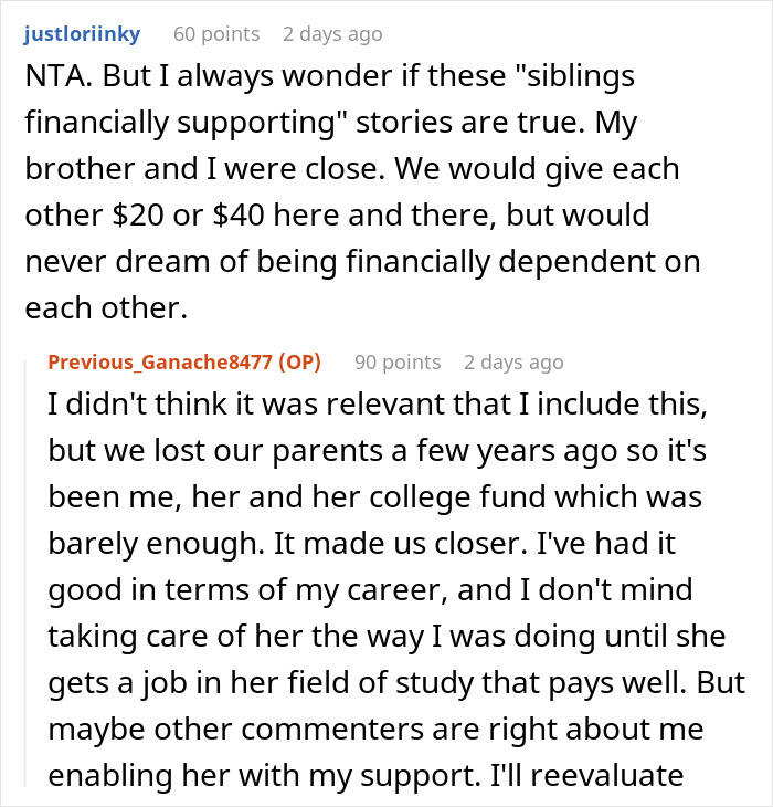 Screenshot of a Reddit thread discussing a rich man realizing he was quietly bankrolling his sister’s jobless boyfriend. Screenshot of a Reddit thread discussing a rich man realizing he was quietly bankrolling his sister’s jobless boyfriend.