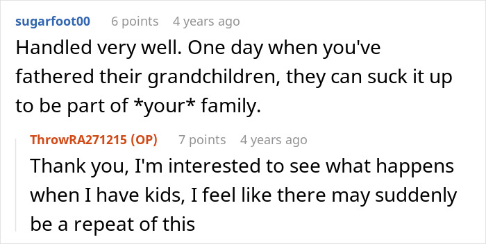 Online conversation about family forgiveness and handling conflict involving a brother's past actions and tone disagreements.
