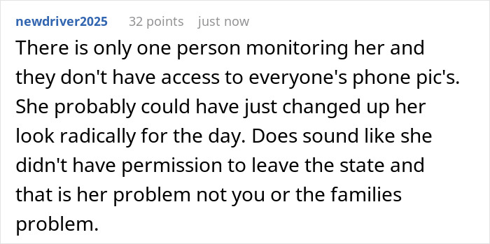 Comment explaining monitoring limitations in a family parole case involving an aunt and camera surveillance. Comment explaining monitoring limitations in a family parole case involving an aunt and camera surveillance.