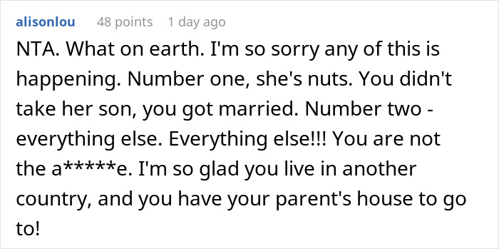 Reddit comment screenshot about a mom takes her baby and storms off from MIL after attempted feeding takeover