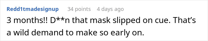 Comment discussing a woman forcing her boyfriend to sign a contract demanding income sharing early in their relationship.