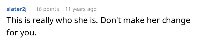 Screenshot of a forum comment where a user advises not to change for someone with princess syndrome after a breakup.