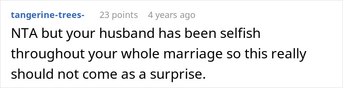 Screenshot of an online comment discussing a woman refusing to move again after decades relocating for husband&rsquo;s career.