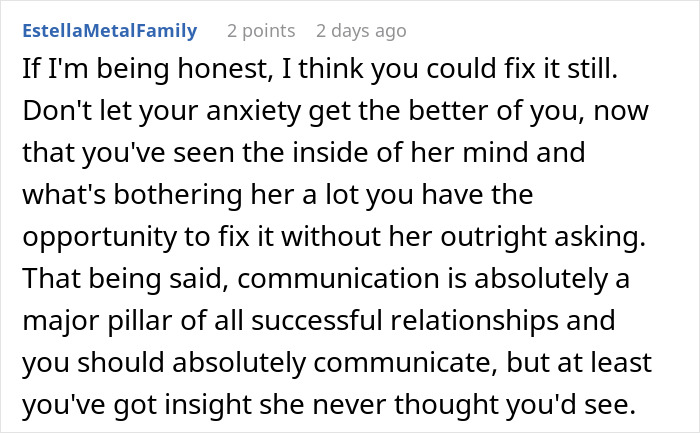 Screenshot of a Reddit comment advising on relationship communication after a lady uses AI as her personal relationship coach.