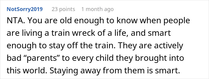Screenshot of a Reddit comment discussing a teen refusing to live with bio parents who abandoned him, court dispute mentioned. Screenshot of a Reddit comment discussing a teen refusing to live with bio parents who abandoned him, court dispute mentioned.