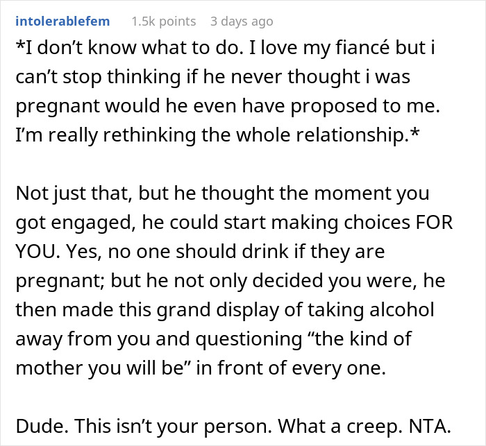 Alt text: Woman shares experience of fianc&eacute; showing true colors after falsely assuming she was pregnant, leaving her shocked and humiliated.