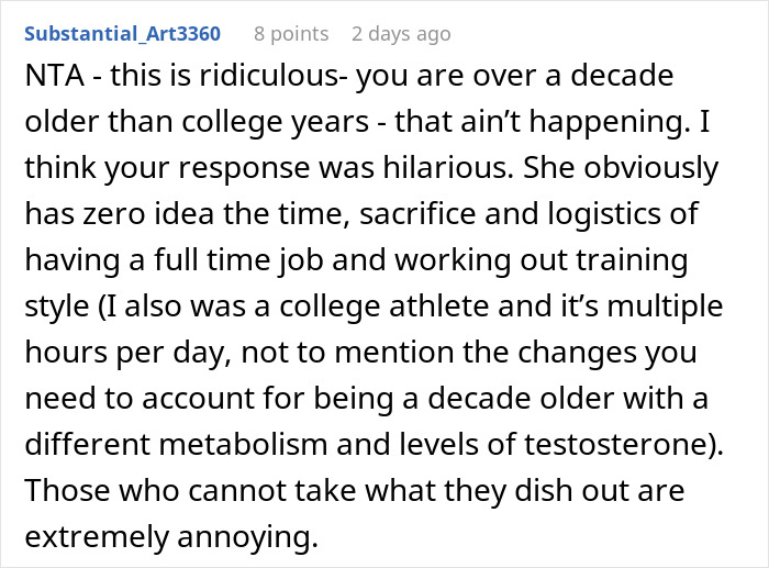 Screenshot of a Reddit comment discussing a woman demanding her swimmer boyfriend look like her friend&rsquo;s partner.