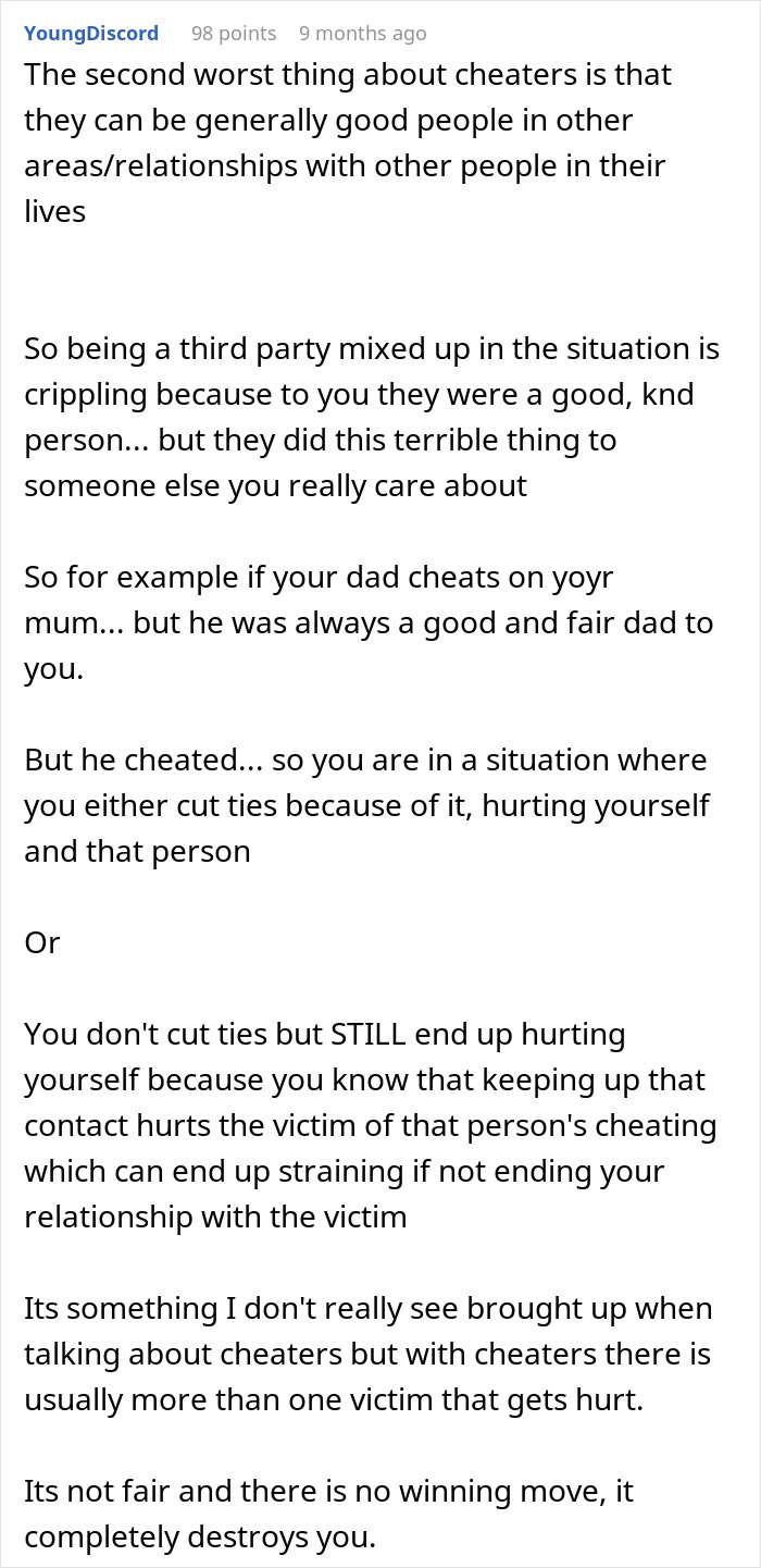 Man feels torn between husband and mother-in-law after secretly helping her, facing difficult emotional conflict.